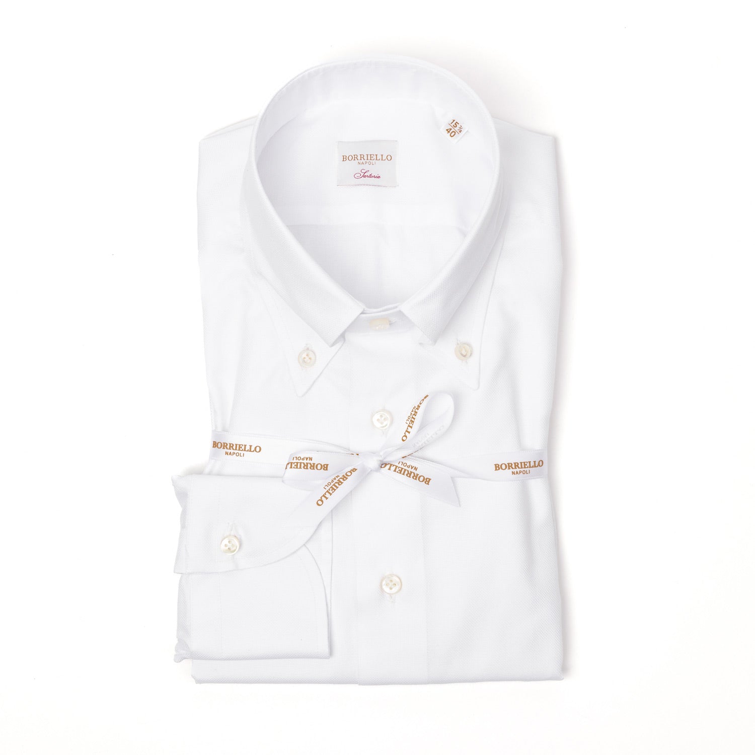 Weißes Hemd "Oxford Super" mit Button Down Kragen und Sportmanschette - Handarbeit